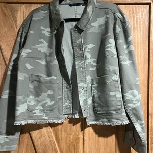 Isaac Mizrahi Olive Green Camouflage Field Jacket